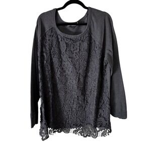 maurices Lace Top Long Sleeve Tunic Blouse Gray Women's Size 3